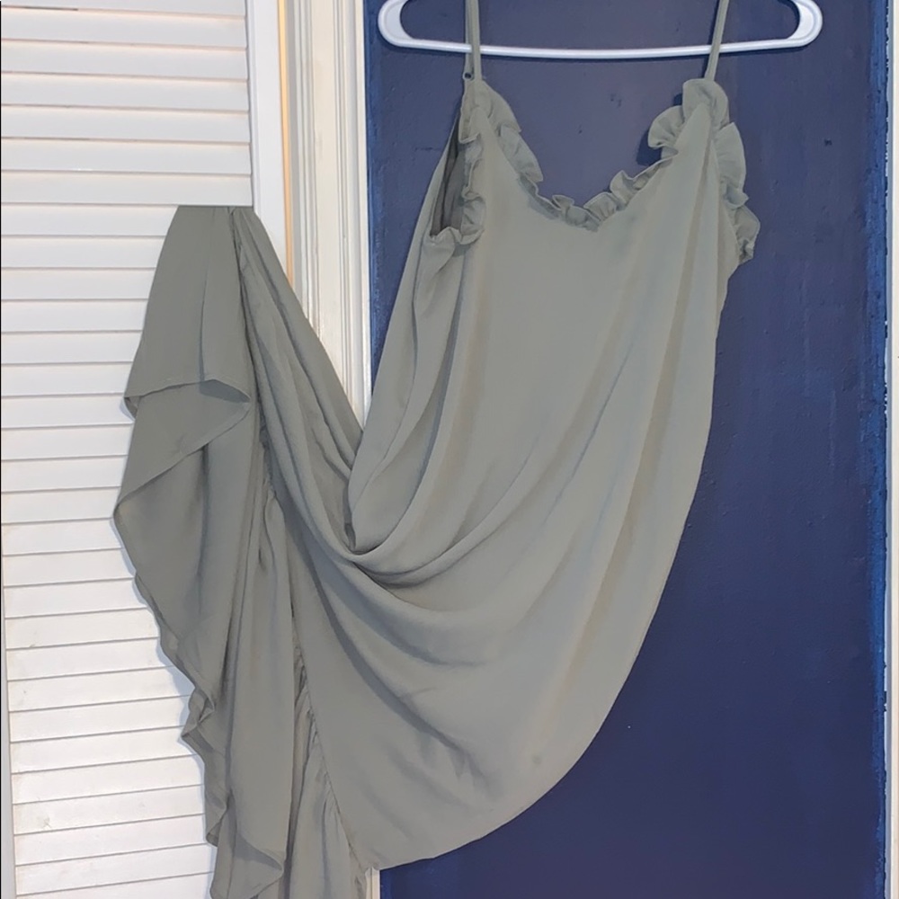 Olive Green Ruffles Sun Dress